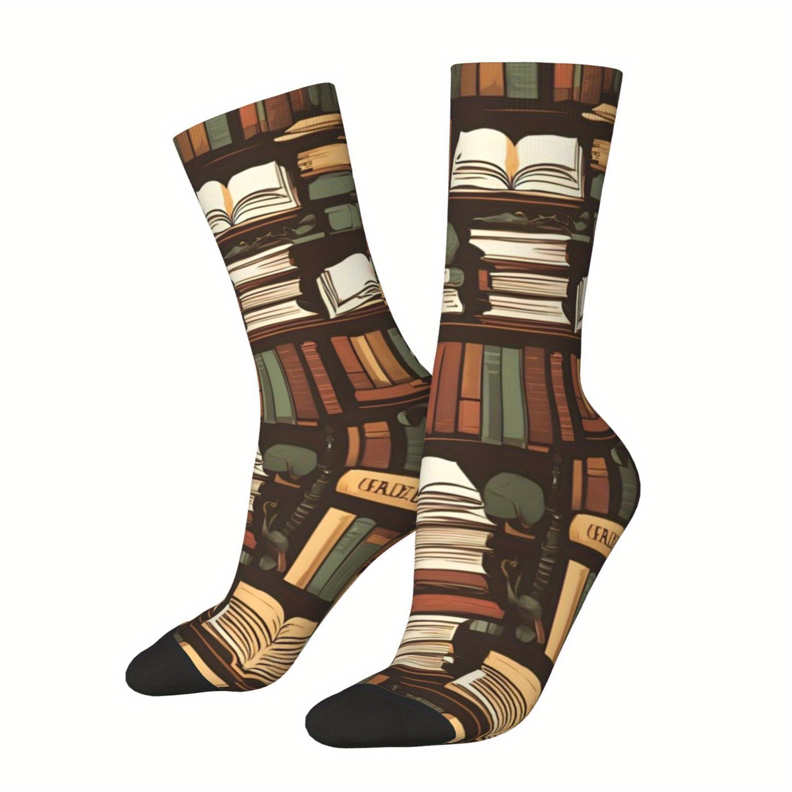 TEMU 1 Pair Novelty Crew Socks, Polyester & Spandex Blend, Hip-hop Happy Pattern - Funny Socks For Men And Women