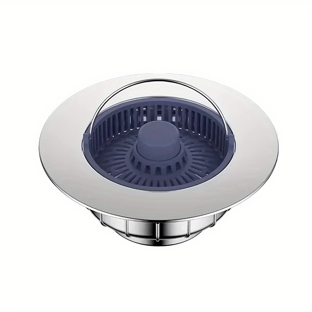 TEMU 3-in- Sink Strainer Stopper Set, Press Pop-up Kitchen Sink Drain Stopper With Strainer Basket, 201 Stainless Steel Material, Thickened Plastic