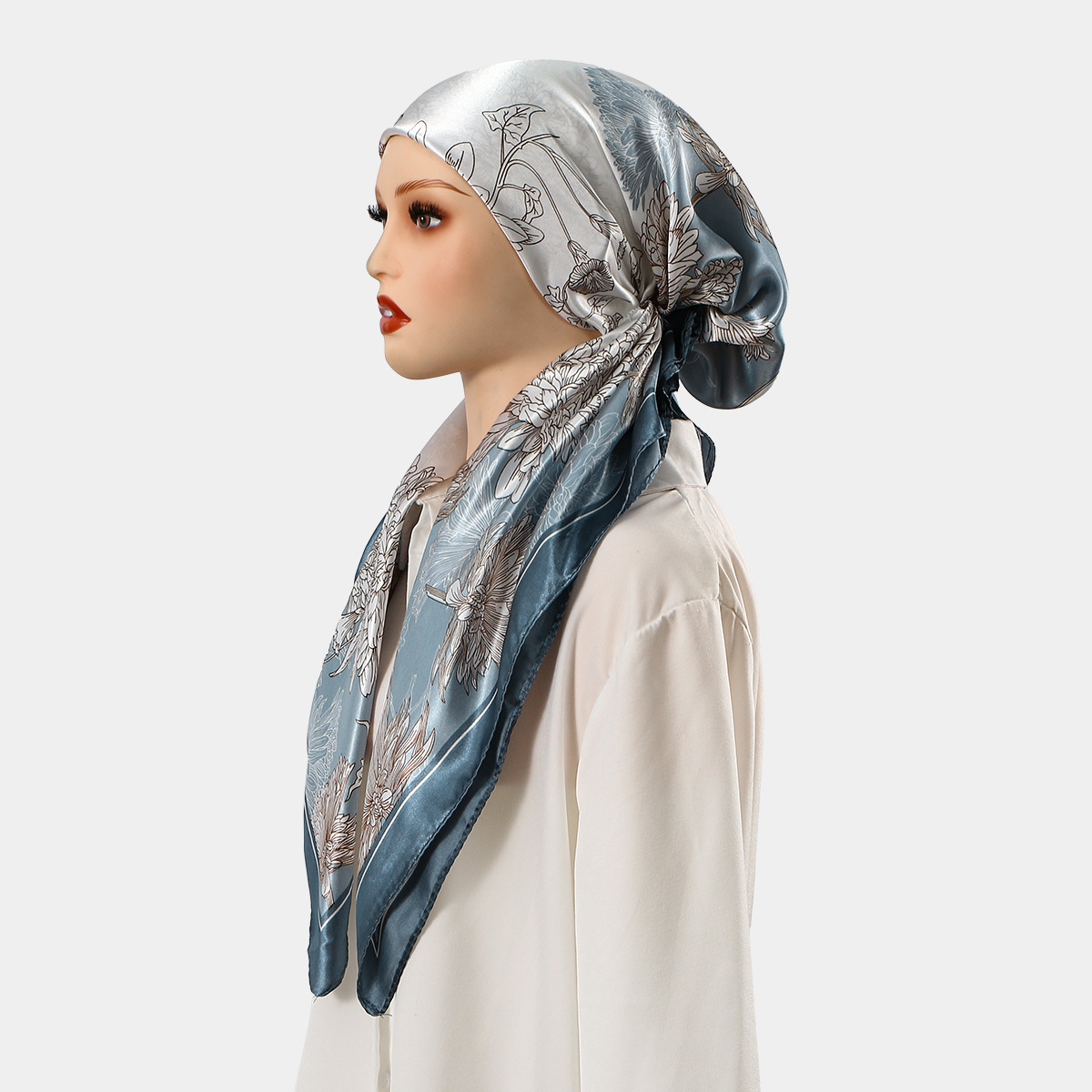 TEMU Pre-tied Satin Hijab Inner Cap, Floral Printed Instant Headscarf, -1 Head Wrap Hat, Lightweight Breathable Scarf – Suitable For Abaya, Ramadan,