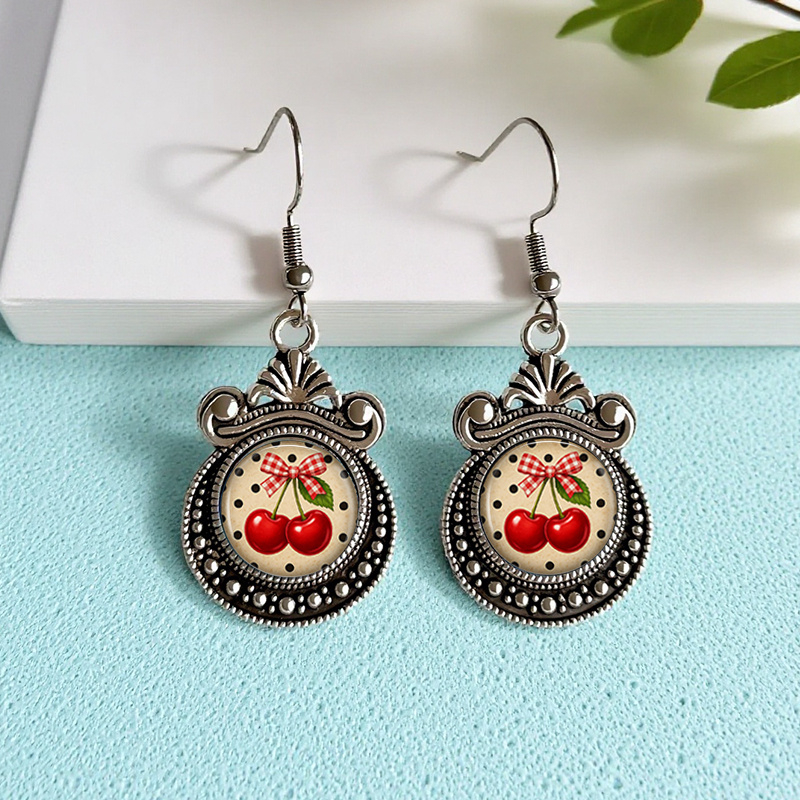 TEMU 1 Pair Polka Dot Bow Earring Glass Fashion Dangle Earrings Jewelry Gift For