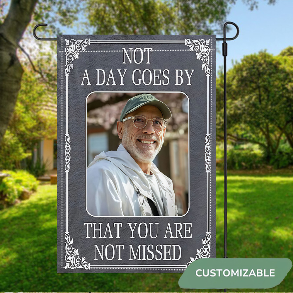 TEMU 1pc Personalized Memorial Garden Flag With The Theme "not A Day " Featuring A Gray Textured Background And The Decorative "that You Are Not "