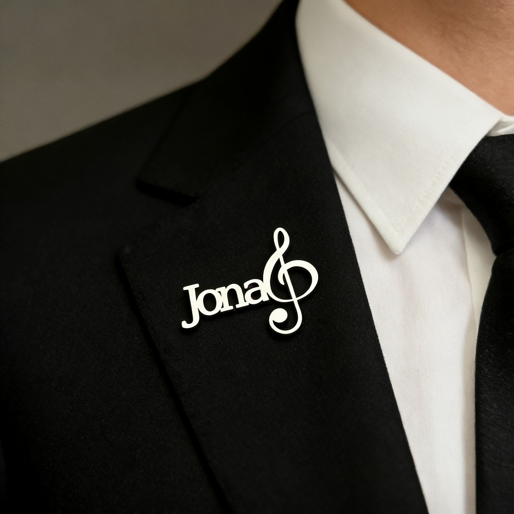 TEMU [customization] Women's Brooch Personalized Music Symbol Custom Brooch Name/ Custom Brooch Business Suit Art Accessory Music Enthusiast Fashion