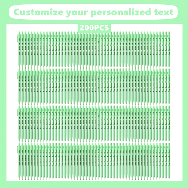TEMU Customized Gel Pen Set Of 200pcs, Logo Printing Available On Plastic Pens, Selectable Colors, , Smooth Writing, Suitable For Event Promotion