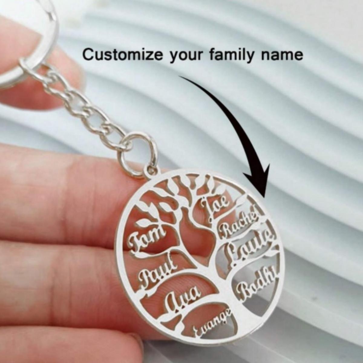 TEMU Llavero personalizado con 1-9, Llavero Árbol de personalizado, Llavero Árbol de de acero inoxidable, de familiares personalizados, Regalo