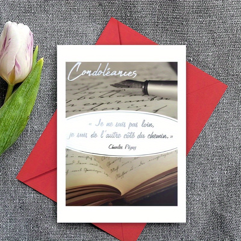 TEMU 1 Carte de condoléances de style français, un cadeau de profondes condoléances, de souvenir et de commémoration, exprimant le deuil pour votre