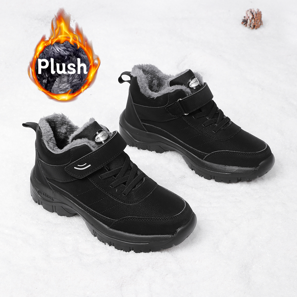 Image of Women's Winter Snow Boots With Design, Not Easily In Rain And Snow, Warm Shoes, Suitable For Cold Wind Travel