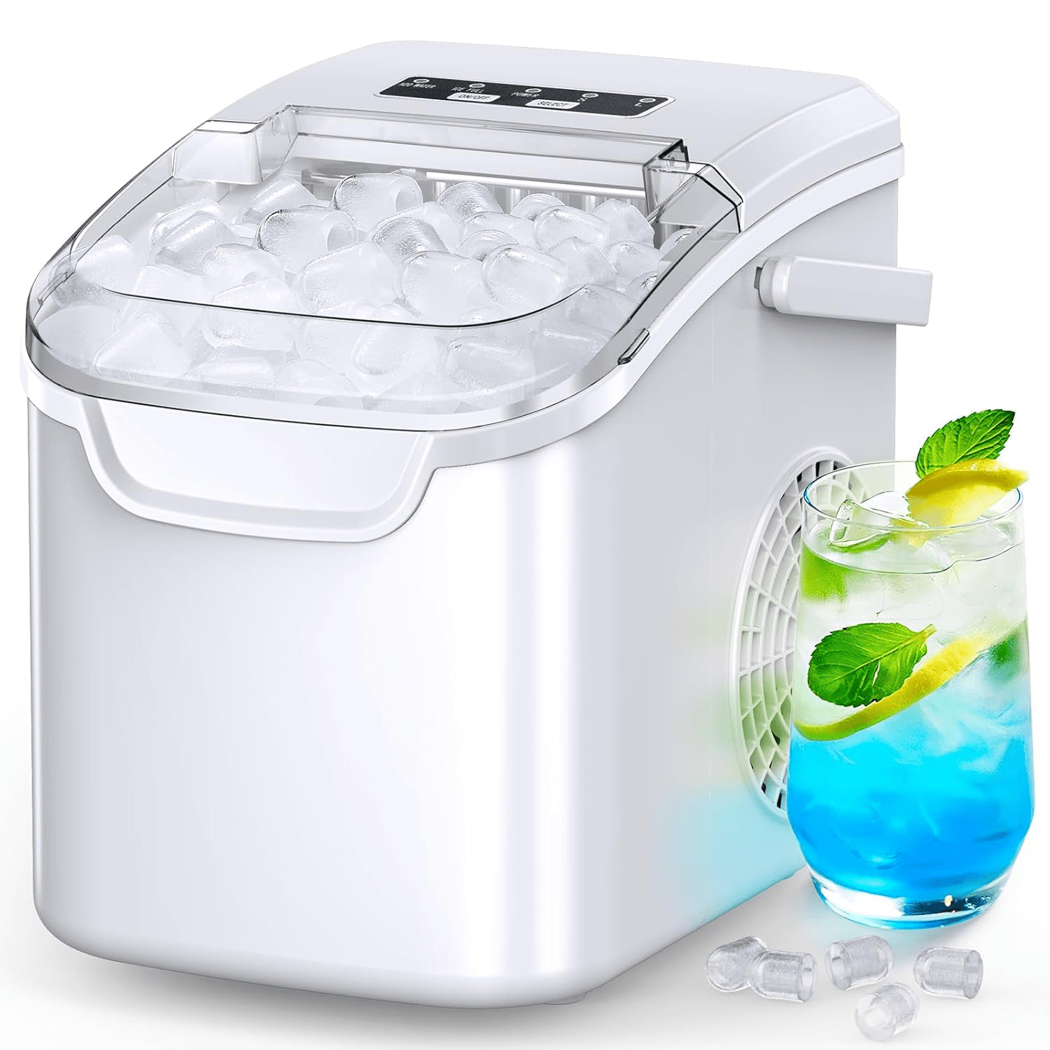 countertop ice maker machine 26 5lb day ice with 2 sizes 8 ice cubes in 6   portable mini self cleaning home kitchen bar camping party travel black white