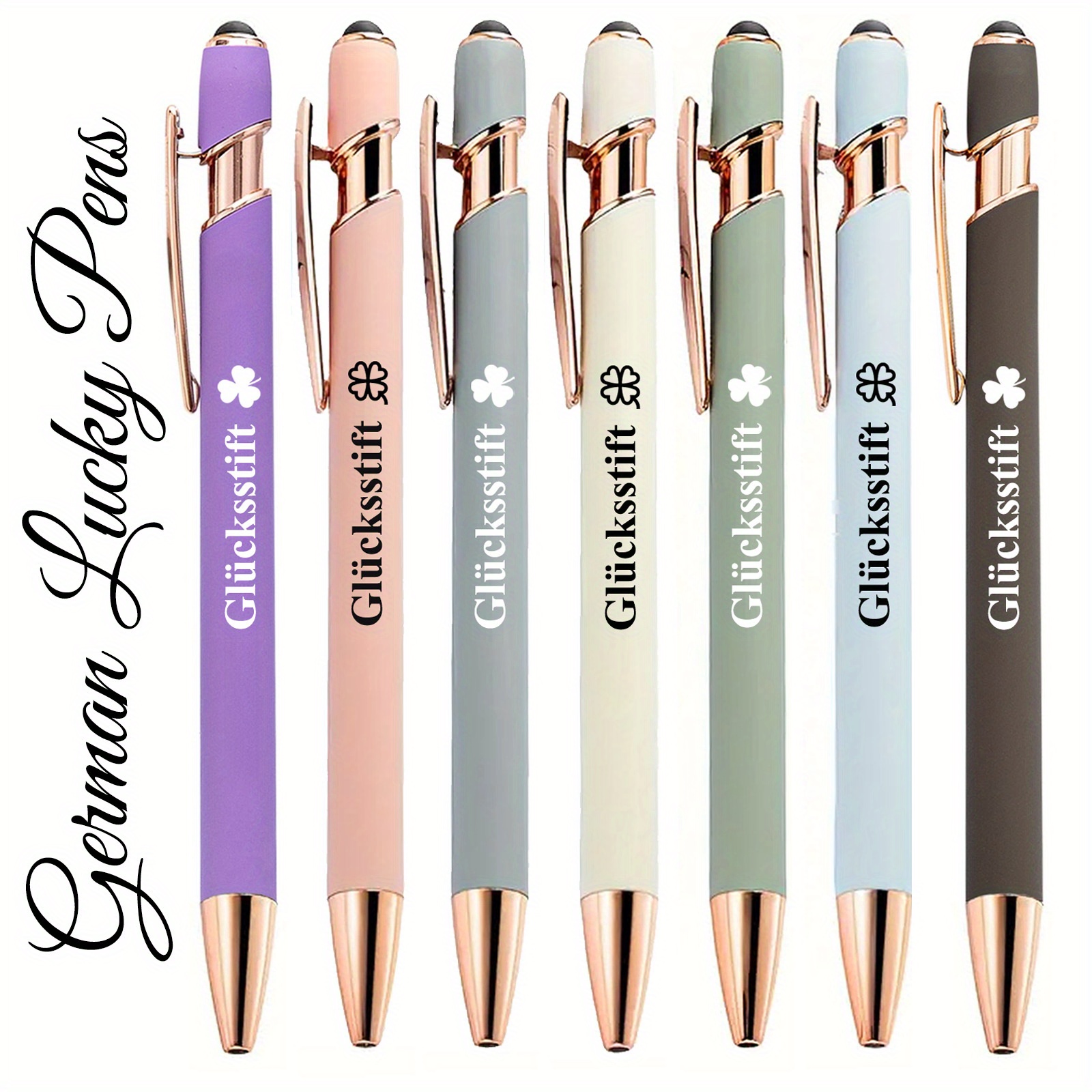 Image of 7pcs Pen Set, Printed With Engraved German Motivational Quotes, Black Ink Metal Ballpoint Pen, Employee Appreciation Pen, Perfect Gift For , Gifts For Staff Volunteer Nurse