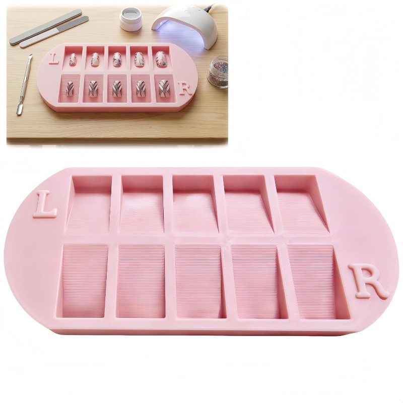 TEMU Plateau de tri pour plaques d'ongles et boîte de rangement de bureau - Organisateur multi-compartiments pour fournitures de nail art et