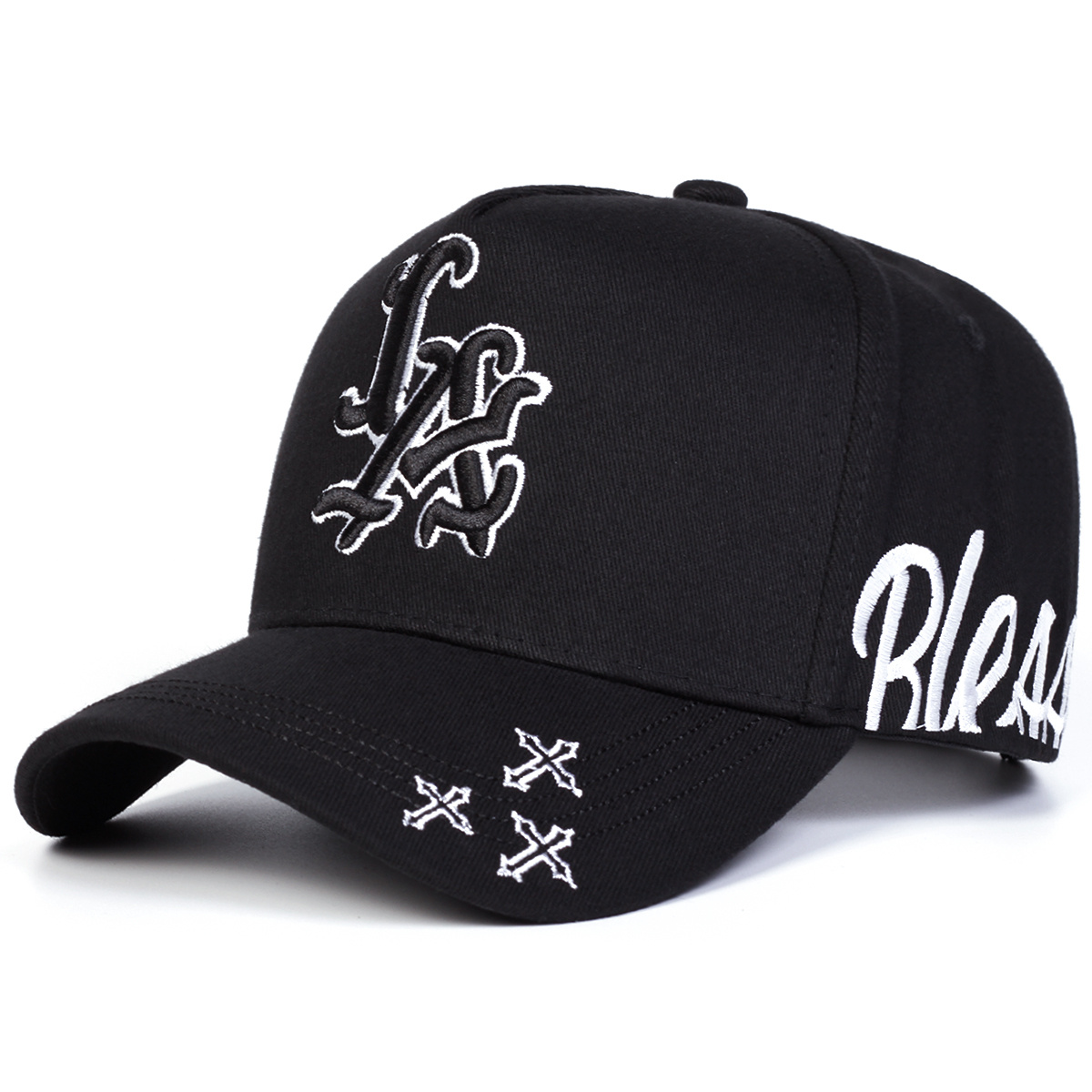 TEMU 1 Men's Gothic La Cross Embroidered Baseball Cap, Outdoor Adjustable Hat, Suitable For Spring And Autumn , Travel, Beach Parties