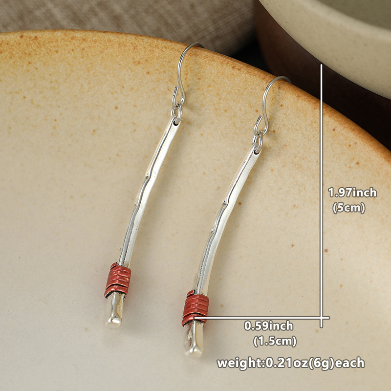 Women's Handmade Vintage Curved Red Copper Ear Hooks