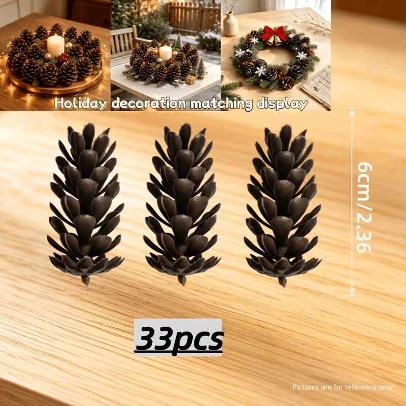 TEMU 33pcs Artificial Pine Cones, Diy Christmas Decorations, Christmas Tree Pine Branch Ornament Hanging Decor, Wreath Materials, Suitable For Diy