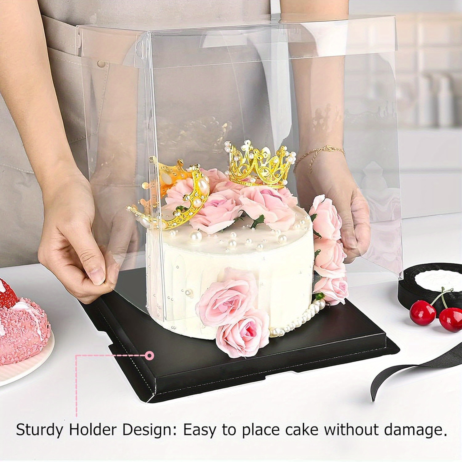 10 Kuchenboxen Mit Fenster & Griff – 20x20x20 Cm, Aus Karton, Für Hohe Kuchen & Torten