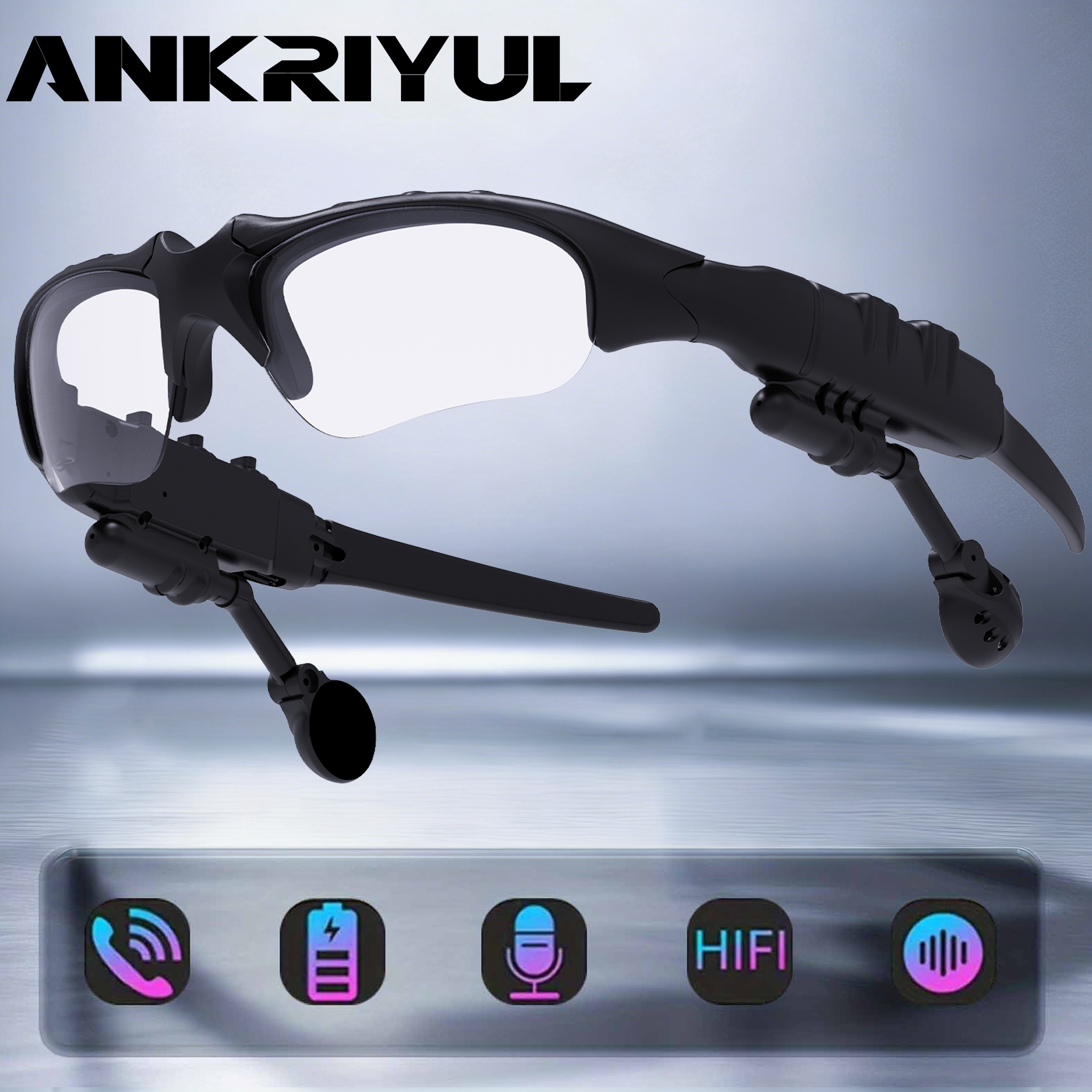TEMU 2in 1 Wireless Stereo Glasses Earphones, Smart Glasses Built In Mic, Wireless Audio Glasses