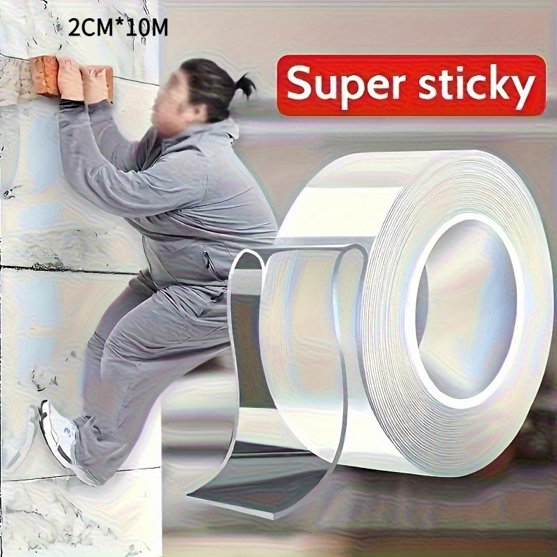 TEMU 1/2 stuks Hoogsterkte Dubbelzijdige Tape - Sterke Hechting, Herbruikbaar, Multifunctionele Hechtoplossing - Essentiële Decoraties en Handwerk,
