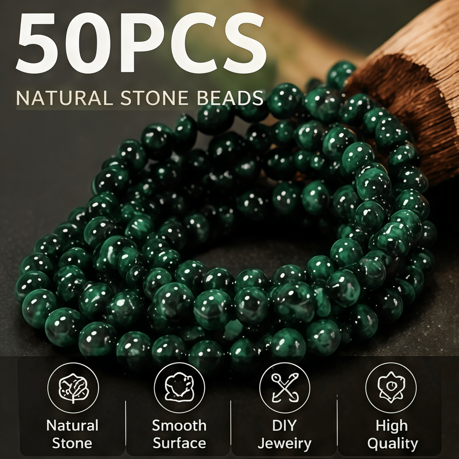 TEMU 50 piezas de cuentas sueltas de cristal de verde. Adecuadas para pulseras tejidas a de bricolaje, fabricación de collares de cuentas, diseño de
