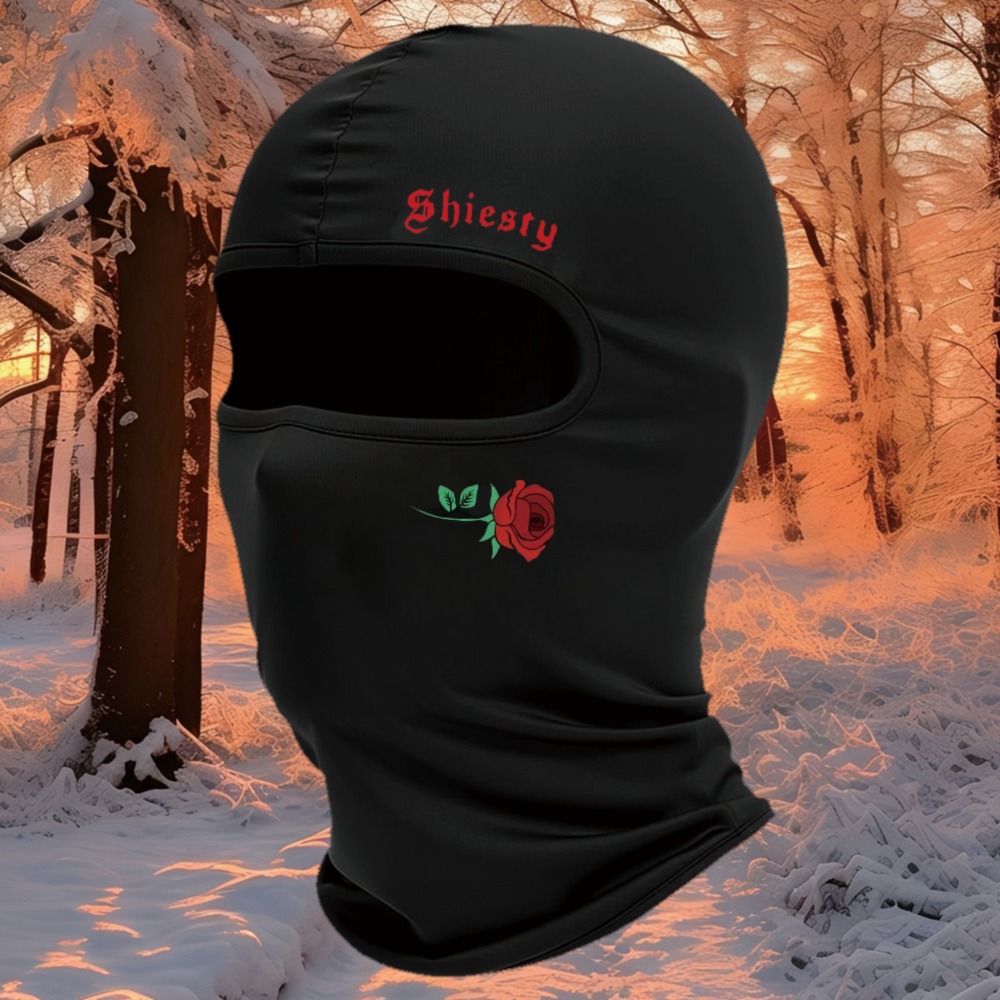 TEMU 1/3pcs Breathable Lightweight Balaclava Face Mask, Red Rose Graphic Print, Durable Full Face Cover, Unisex, For Outdoor Adventure Hiking