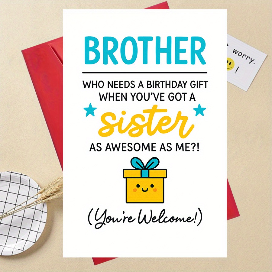 TEMU Humorous Birthday Card From Sister To Brother, Celebrating Or Him, Expressing Love And Fun