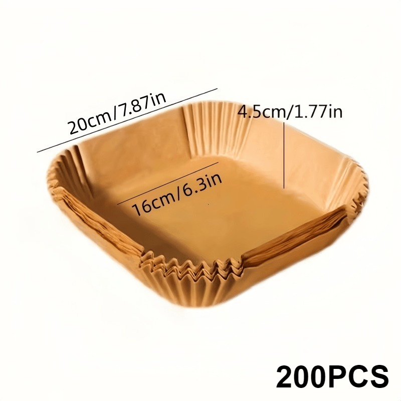 TEMU Thickened Upgraded Baking Oil Paper, 200pcs Special Oven Paper, Suitable For Air Fryer | Rectangular , Oil-proof, High-temperature Resistant |