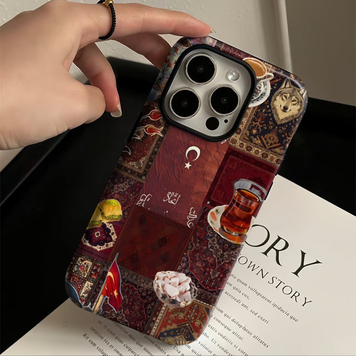 TEMU Phone Case: Turkish Collage With Tea And -one Film Case, Tough, Dual Layered Case For Superior Protection, Durable, Drop-proof, For Iphone 17 16
