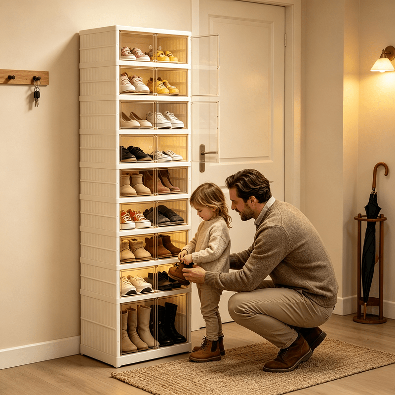 TEMU Scatola porta scarpe pieghevole in plastica , 3/6/9 , per , guardaroba e organizzazione domestica, salvaspazio, un must-have per piccoli