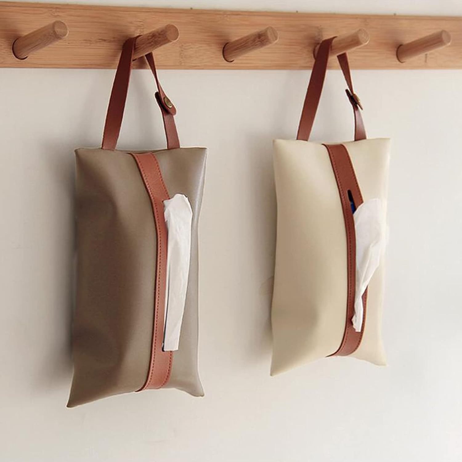 1  tissue box cover with hanging strap elegant beige   space saving organizer for bathroom kitchen   compatible with standard tissues   decor storage solution bathroom organizers and storage kitchen accessory   durable material office workers     material office professionals Product details 5