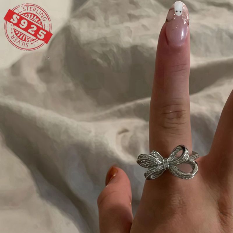 elegant 925 sterling   bow tie ring, natural zirconia, july birthstone, tribal &  , 925 silver plated, tarnish-resistant, with heart-themed for daily & wedding occasions, valentine s day gift details 7