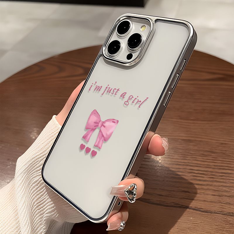 Phone Case - Transparent Electroplated Crystal Case with a White And Pink Bow Design And The Text 'I'M Just a Girl', Suitable for Everyday Use And Fashion Style for Iphone 17 Pro Max, Iphone 17 Pro, Iphone 17 Plus, Iphone 17, Iphone 16 Pro Max