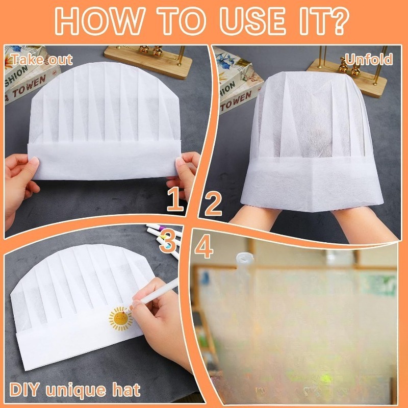 24pcs Adjustable Disposable Chef Toques for Cooking and Baking