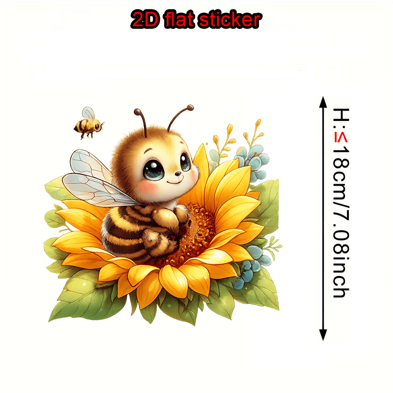 TEMU 1pc Cartoon Sunflower Heat Transfer Sticker, Cute Cartoon Bee And Sunflower Elements, Durable Vinyl, Suitable For Clothing T-shirts, Jeans,