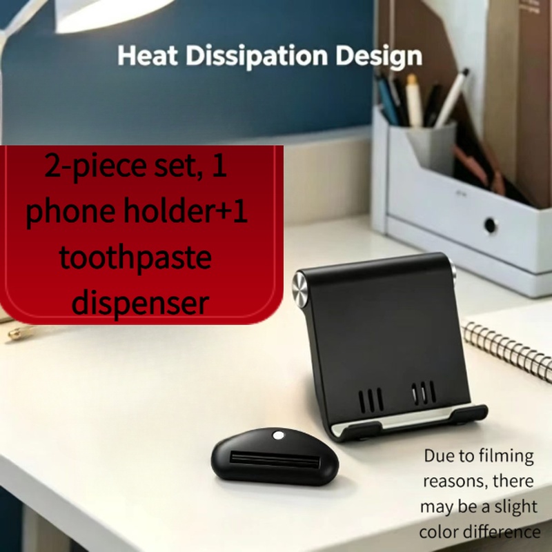 TEMU Desktop And Bedside Foldable Phone Holder With Toothpaste Dispenser, Universal Adjustable Phone Stand With Angle Adjustment, Heat Dissipation