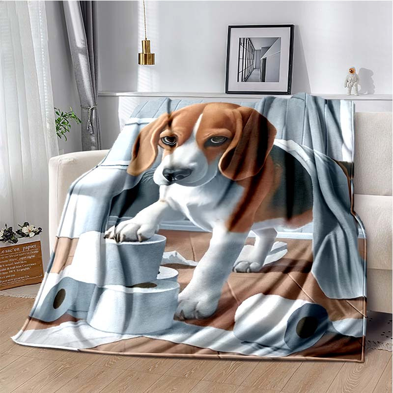 

Cozy Beagle Dog & Toilet Paper Print Flannel Blanket – Soft Throw For Home, Office, Or Bedroom – Warm Winter Blanket For Reading, Gaming, And Holiday Gifts