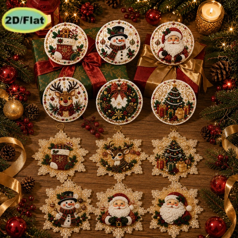 TEMU 2d 12pcs Diy Pearl Diamond Painting Kit, 3.07 X 3.07 Inch Wooden Christmas Pendant, Beginner Relax Craft Kit, Window Home Decor Christmas Tree