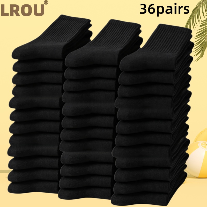 TEMU 36 Pairs High-quality Mid-calf Socks For Men And Women, , Breathable And Sweat-absorbent, Comfortable And Versatile For , Soft Fabric, Machine