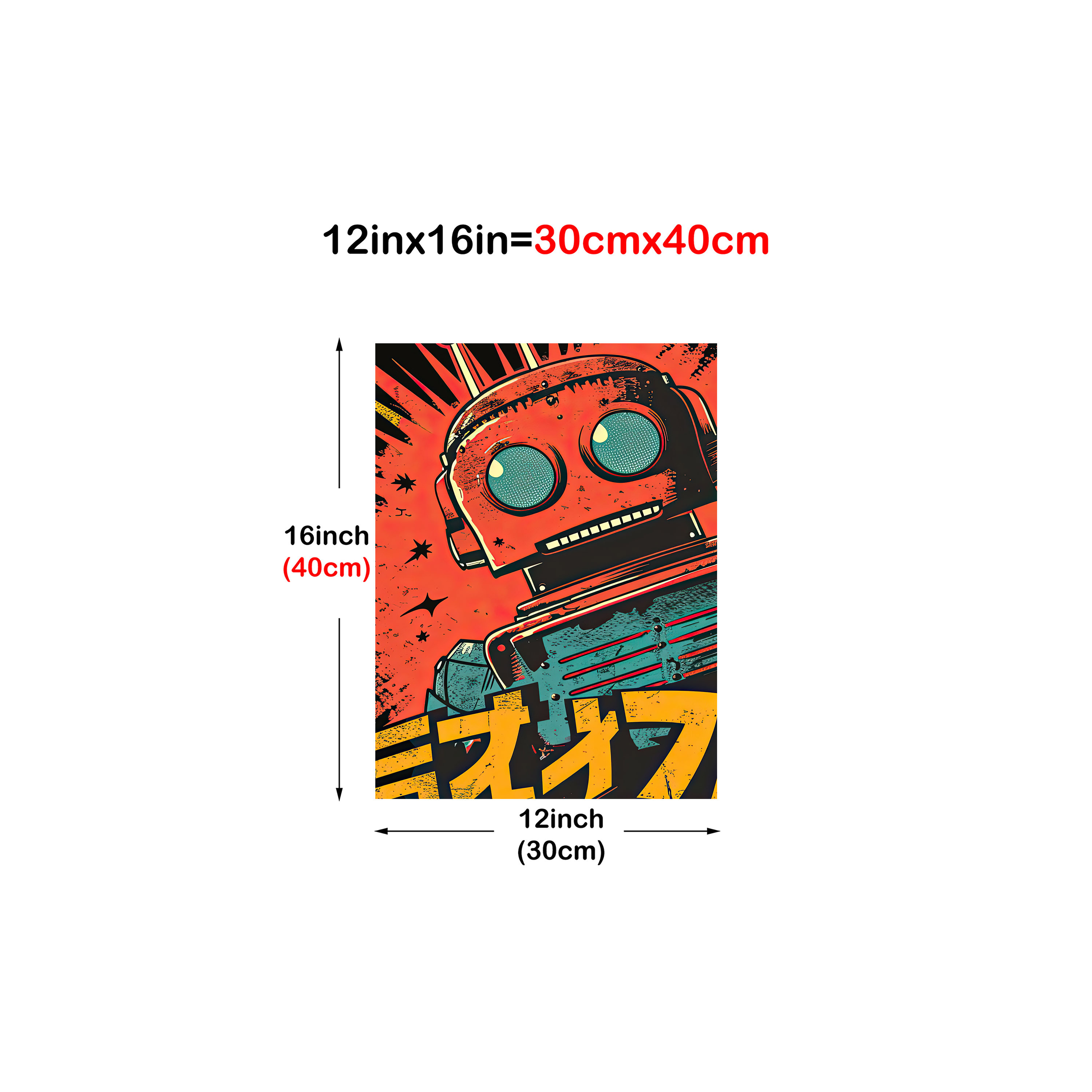 TEMU 2d Flat, 2d Flat, 1pc Vintage Cyberpunk Robot Canvas Artwork, Unframed Stylish Art With Premium Printing, Ideal For Decorating Rooms, , Office