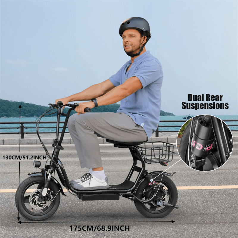 Caroma 750W Adults Electric Scooter - 20 MPH High-Speed, 25 Mile Range, Heavy-Duty Commuter E-Scooter with Dual Suspension, Foldable frame & Seat, 48V Lithium Battery, Dual Brake System (Regenerative & Mechanical), 14