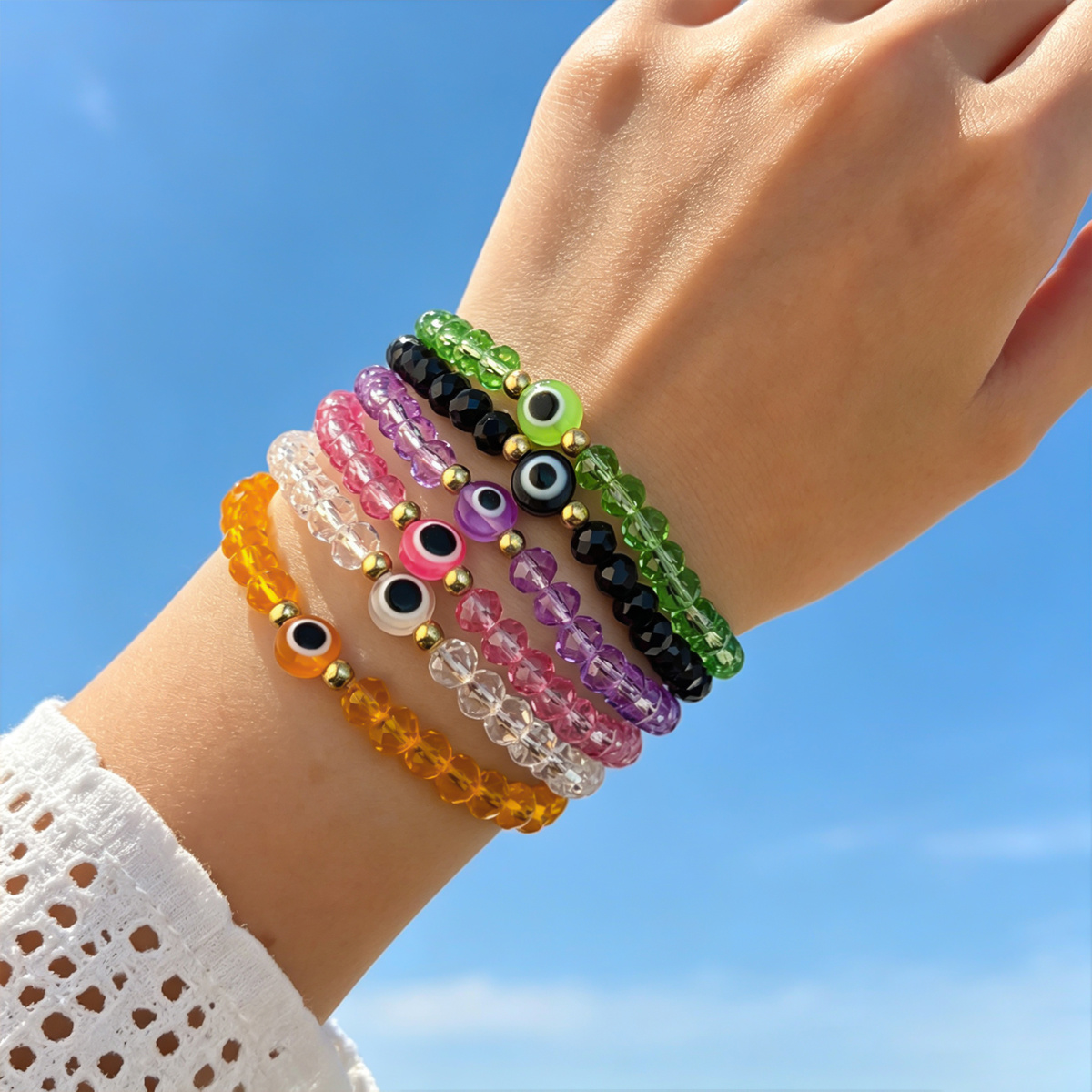 12pcs Fashion Easy Macaron Rainbow Bracelet Set