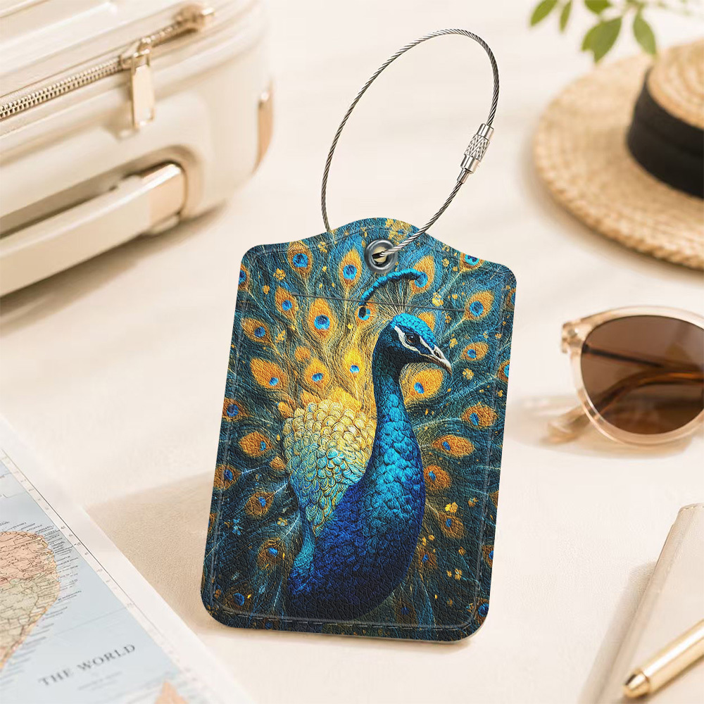 TEMU 1pc Luggage Tag, Premium Material, With Privacy Layer And Durable Stainless Steel Hanging Ring, And Wear-resistant, Exquisite Print Design,