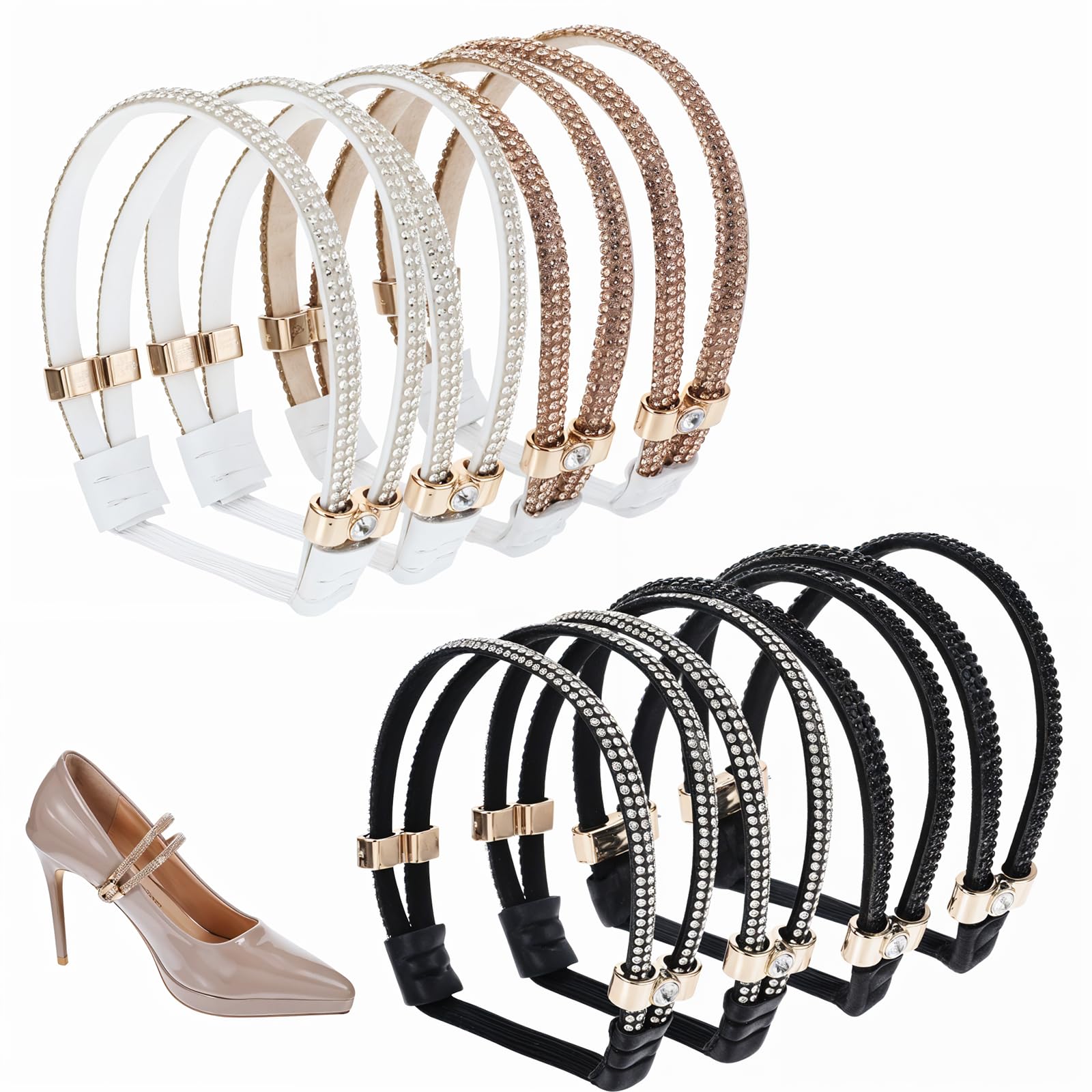 TEMU Pack Of 8pcs High Heels Shoe Straps, Shoe Laces, Removable Shiny Shoelaces For High Heels, Sandals, Slippers, Anti Loose Shoe Straps, Womens