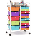 1 pieza - organizador de 15 cajones, carrito de almacenamiento de metal para , y hogar - ideal para herramientas, álbumes de recortes, papel y suministros de manualidades, almacenamiento de manualidades | carrito de almacenamiento moderno | construcción , organizador de almacenamiento, carrito de utilidad, baúles