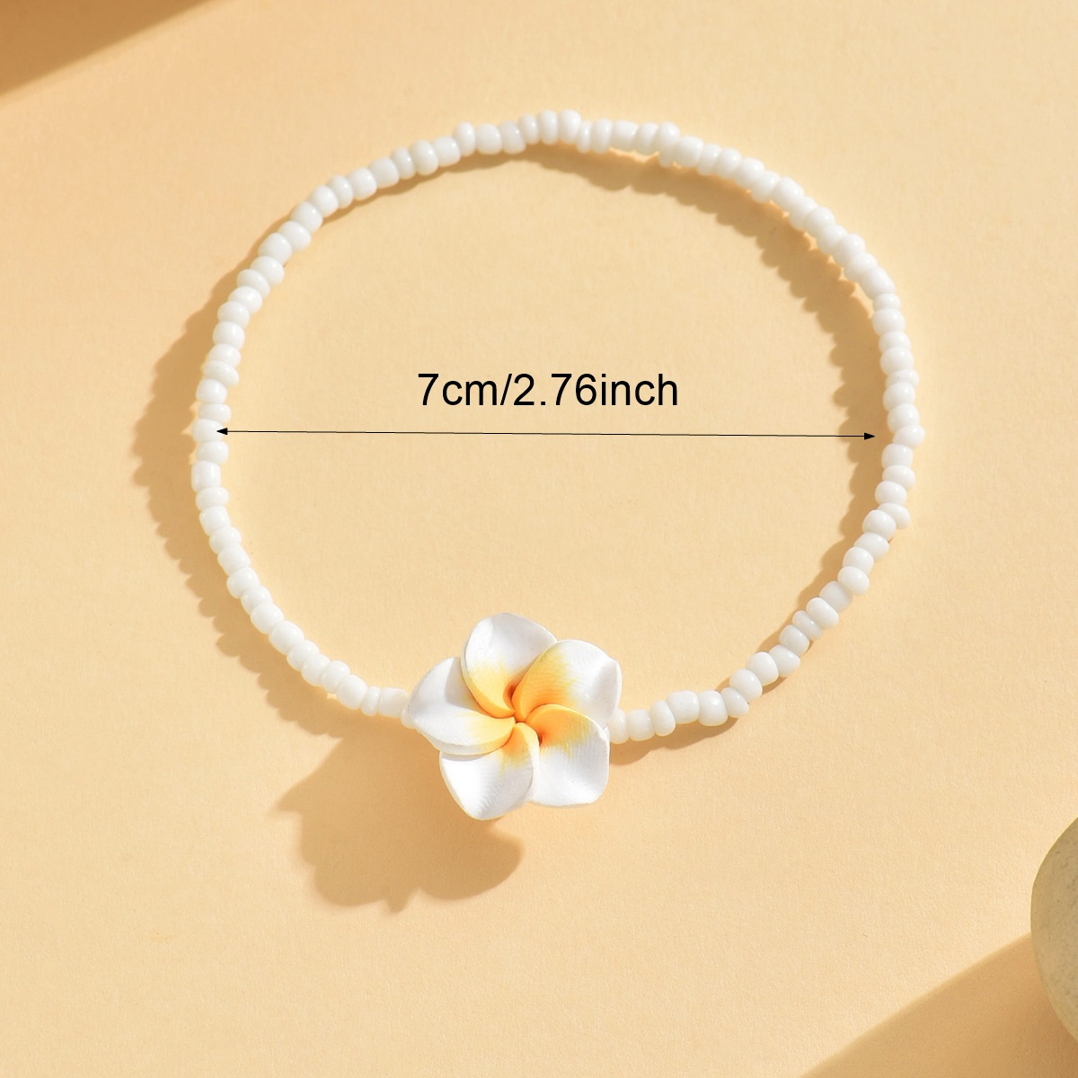 Summer Hawaiian Vacation Anklet with Rice Bead Flower Design