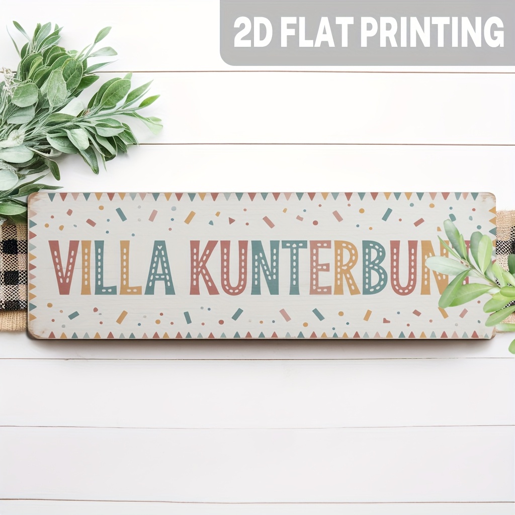 Image of 2d Flat Wooden Decoration - German Country Style 2d Wall Decoration, Made Of Vintage Wood With Colorful Geometric Patterns, Size 5x16 Inches, Suitable For Hanging Room, Hallway Or Room