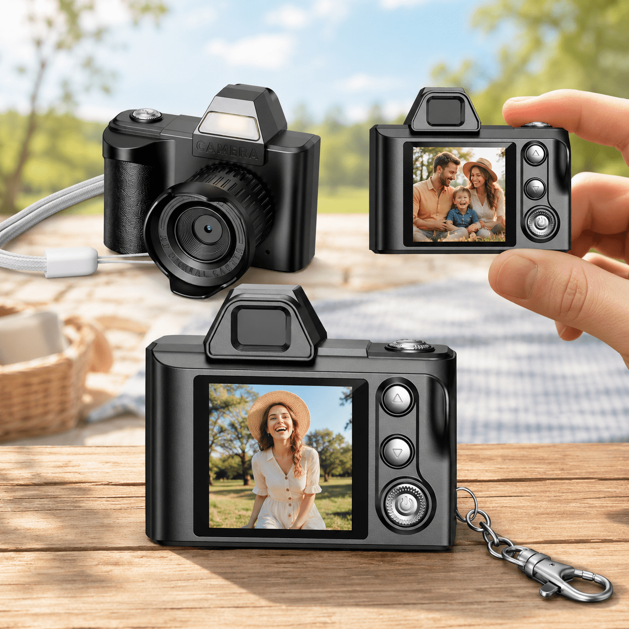 Mini Digital Camera 1080p Hd Photo Video Pocket Camera With Auto Fill Flash 4 Filters 4 Zoom Built-in 100-photo Storage 300mah Rechargeable Battery With Carabiner Lanyard For Travel Parties Pets