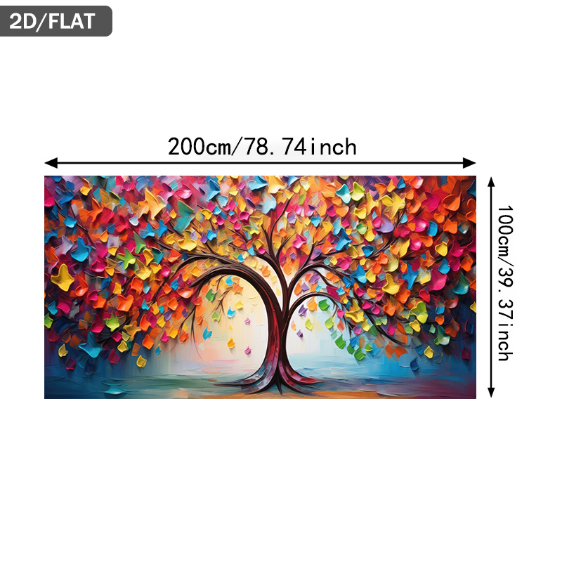 TEMU 2d Flat, 2d Flat, Frameless 2d Flat Canvas Art Featuring A Vibrant Tree Of , Measuring 39.37 By 78.74 Inches (100 By 200 Cm), Perfect For Modern