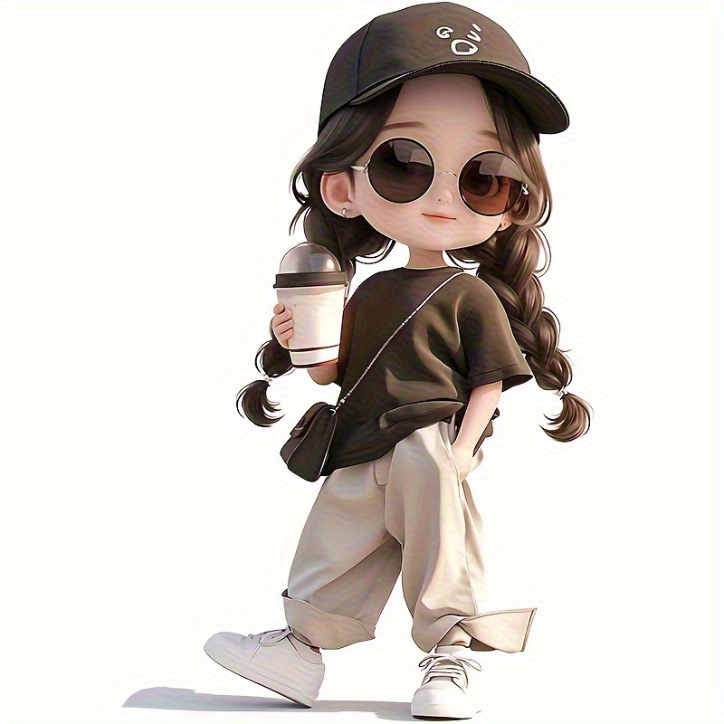 TEMU 1pc Cute Coffee Applique Heat Transfer Sticker- Iron-on, Machine Washable, Durable Plastic For T-shirts, Hoodies, Pillows, Bags- Mixed Colors,