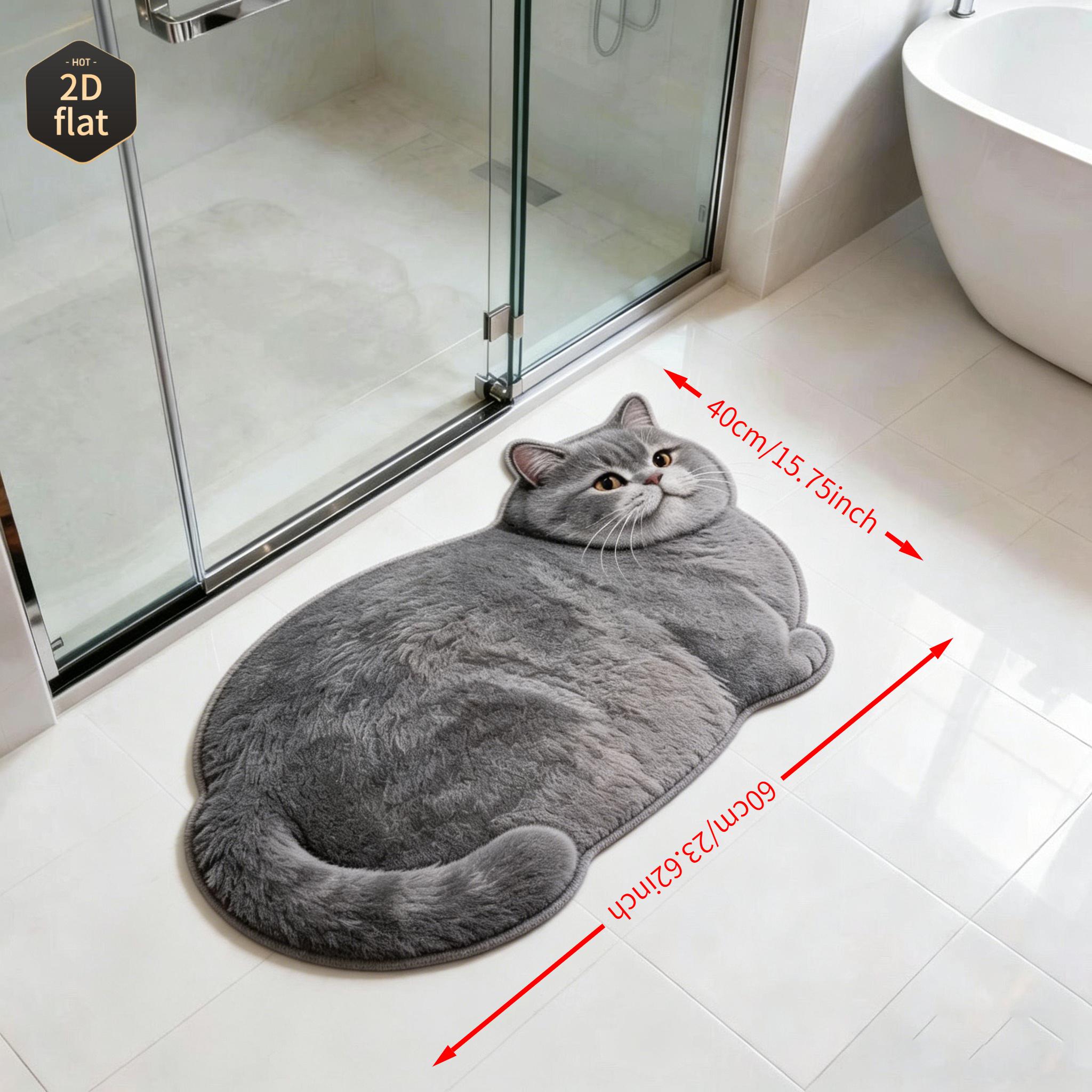 TEMU [2d Flat Printing]1pcs Cat Water Absorbing Mat, Soft And Comfortable Floor Mat, Easy To Clean And , Washable, Perfect For Home Decoration, Home
