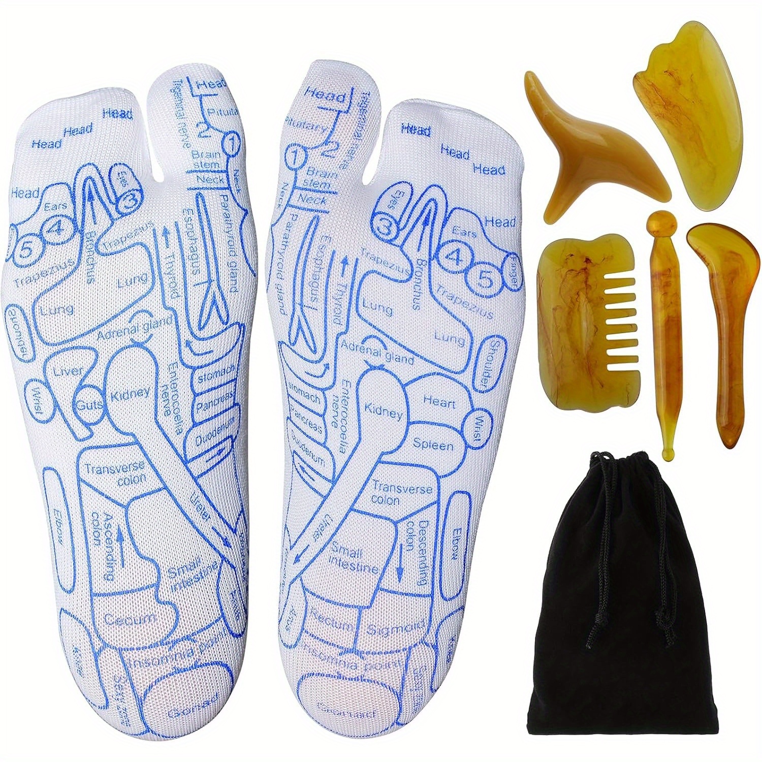 TEMU Set Of 7 Foot Massage Socks For Women And Men, With Beginner Massage Tools, Foot Massage Rod For Women And Men, Great For Birthday Gifts, Day