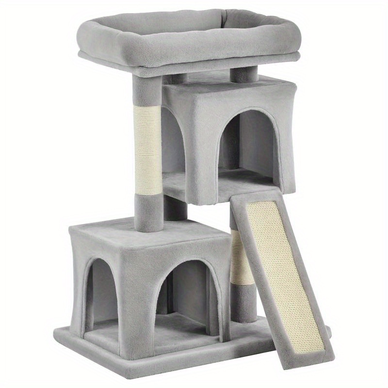 TEMU Cat Tree Cat Tower With Sisal Posts, Platforms, Mats, Multi-level Scratching Post, Climbing Tree For Medium Cats, Gray