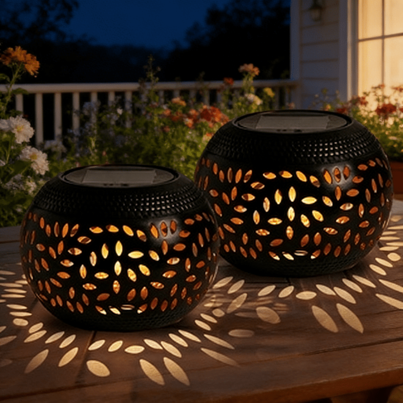 2solar Outdoor Metal Table Lamp | White/black | Indoor&outdoor Ambient Projection Light | Decor Night Light | Ramadan & Spring Decor | For Table, Patio, Party, Yard & Bedroom