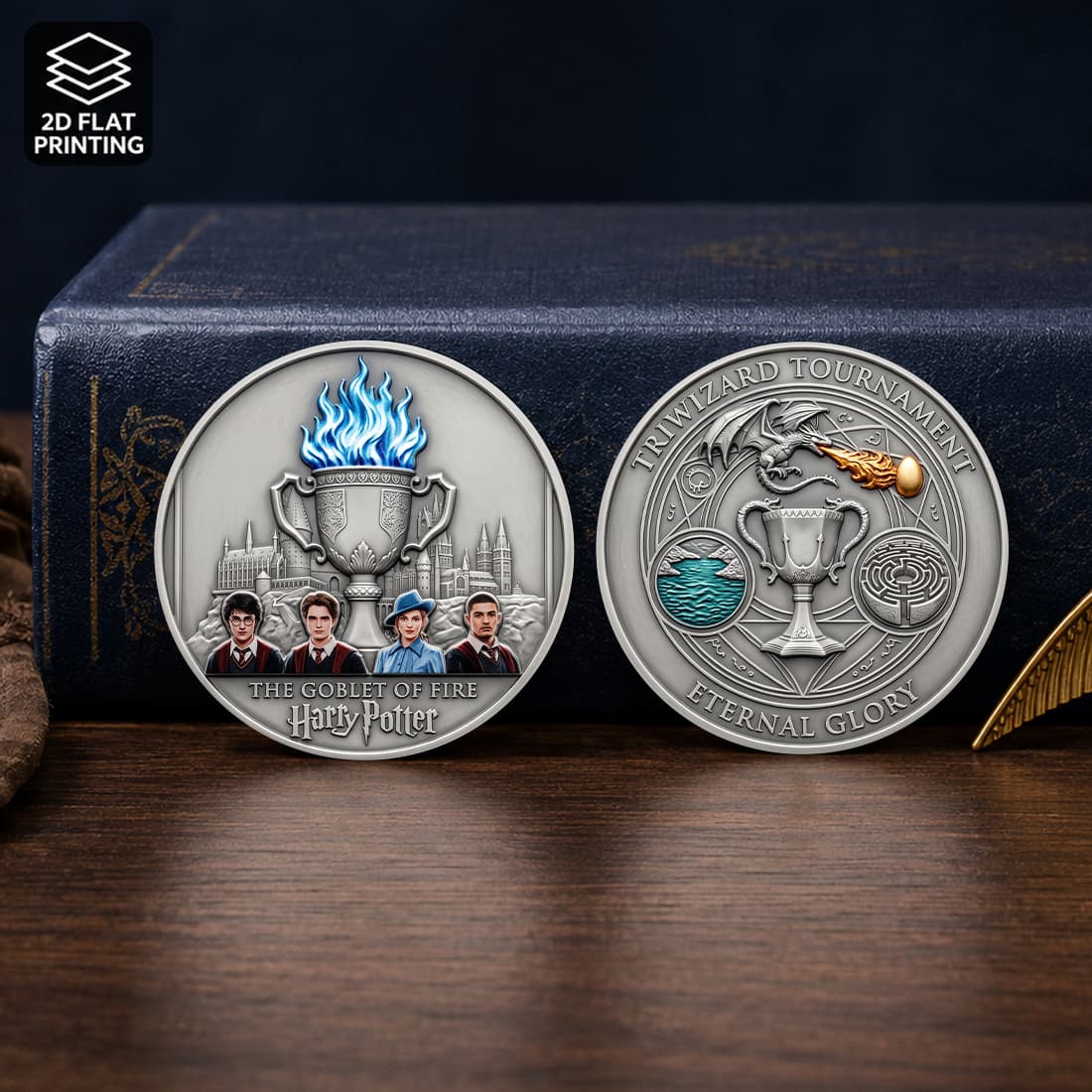 TEMU 1pc, Harry Potter Commemorative Coin, (4'x4'), Triwizard Tournament, Hogwarts Champions, Movie Memorabilia, Coin Collection, Collectible Coin,